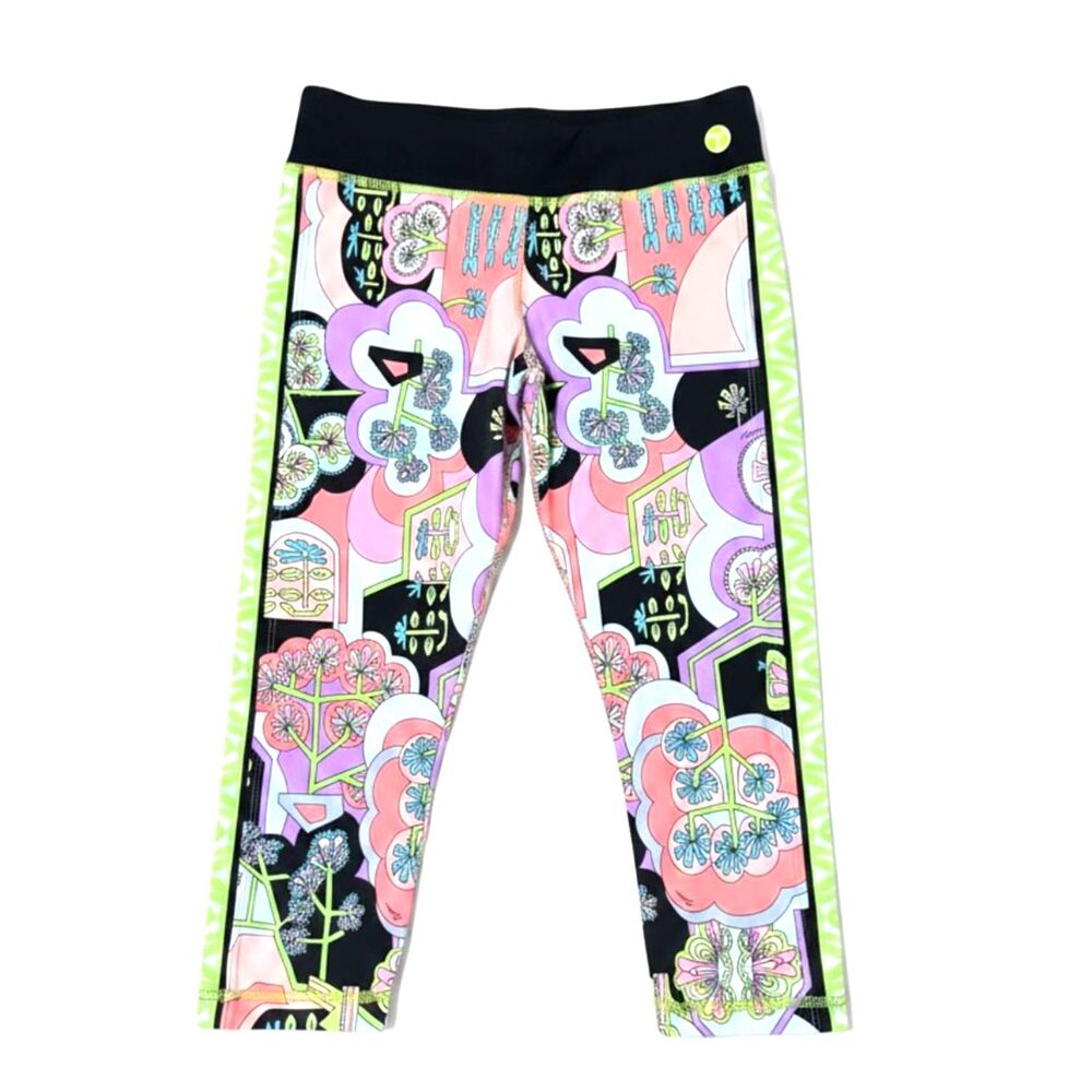 Trina Turk Recreation Abstract Floral Capri Leggings Medium Colorful Activewear - Picture 2 of 6